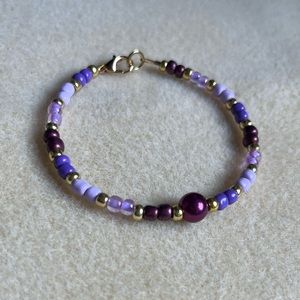 *2 for $20* Purple and Gold Beaded Bracelet